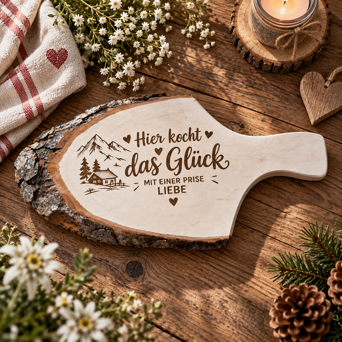 Schneidebrett "hier kocht das Glück"