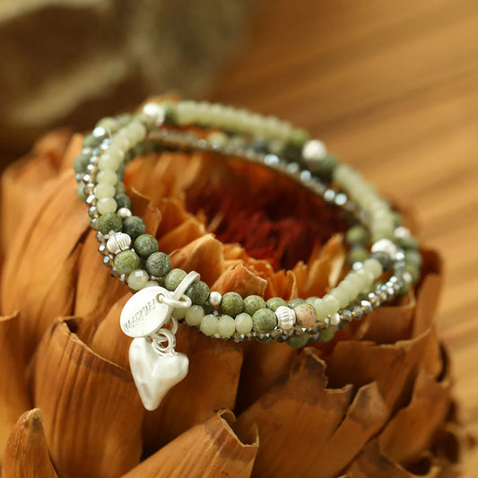 Armband mit echter afrikanischer grüner Jade (B3407OS)